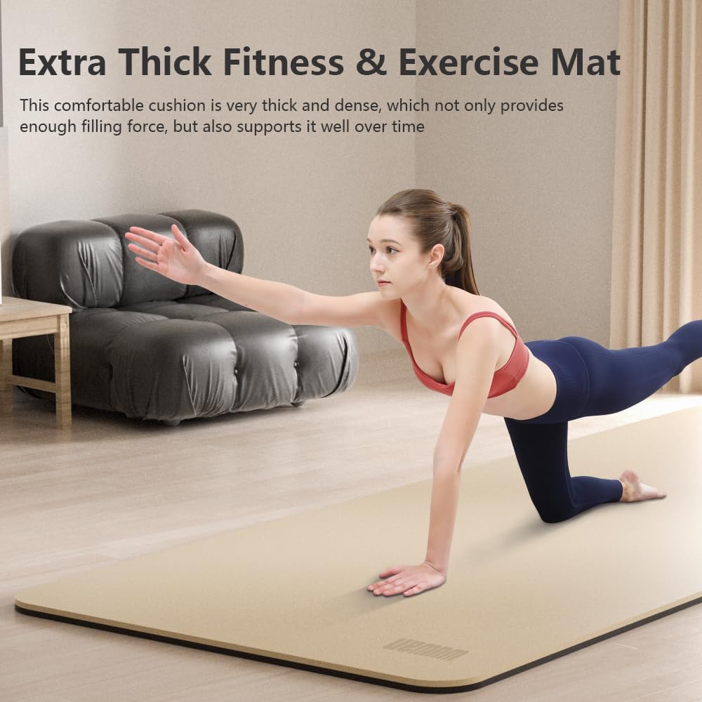 Yoga Mat, 80cm Wide, 1/3 Inch Thick Exercise Mat, Carry Strap, Fitness