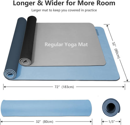 Yoga Mat, 80cm Wide, 1/3 Inch Thick Exercise Mat, Carry Strap, Fitness
