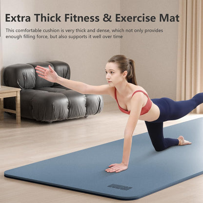 Yoga Mat, 80cm Wide, 1/3 Inch Thick Exercise Mat, Carry Strap, Fitness