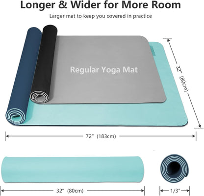 Yoga Mat, 80cm Wide, 1/3 Inch Thick Exercise Mat, Carry Strap, Fitness
