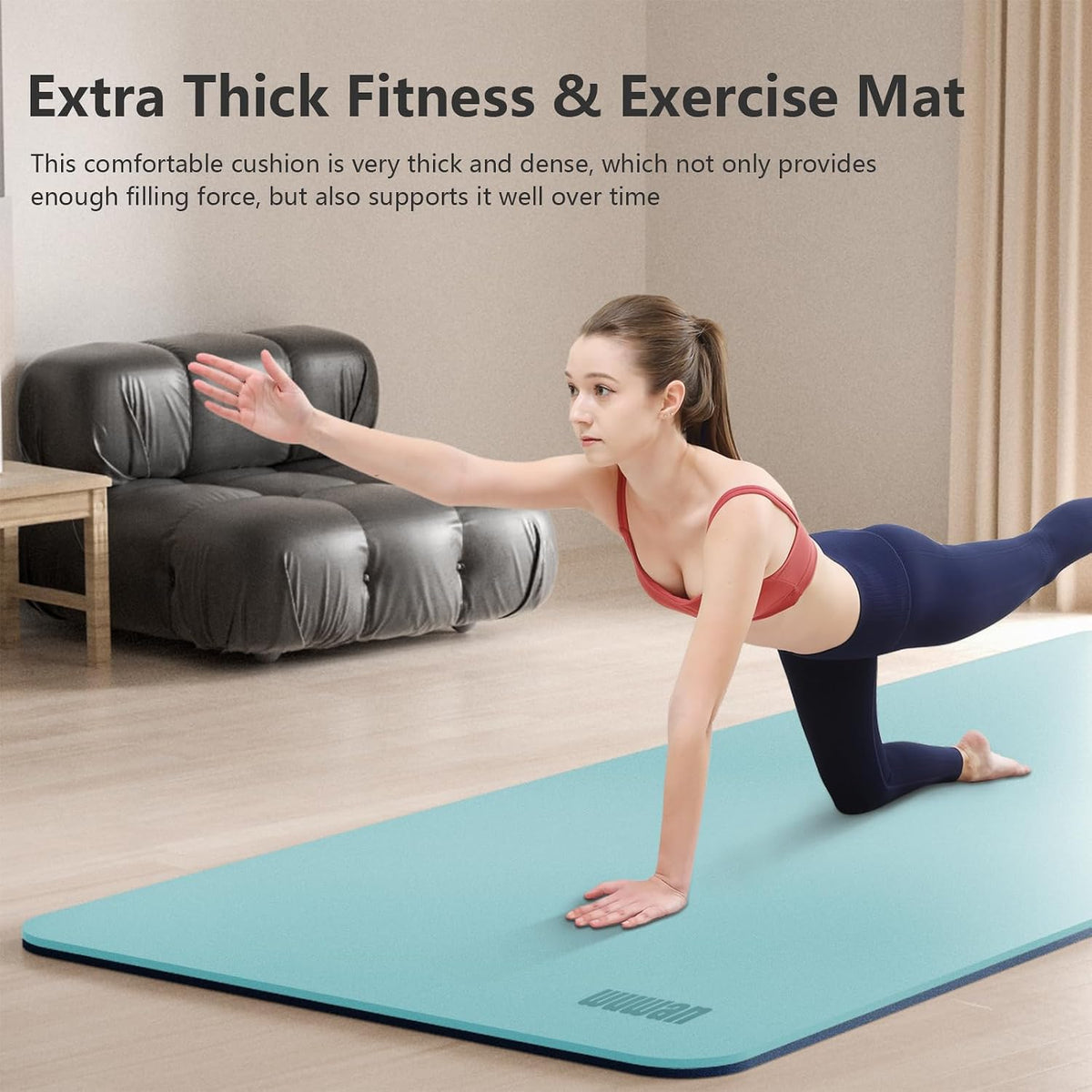 Yoga Mat, 80cm Wide, 1/3 Inch Thick Exercise Mat, Carry Strap, Fitness