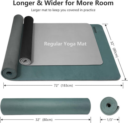 Yoga Mat, 80cm Wide, 1/3 Inch Thick Exercise Mat, Carry Strap, Fitness