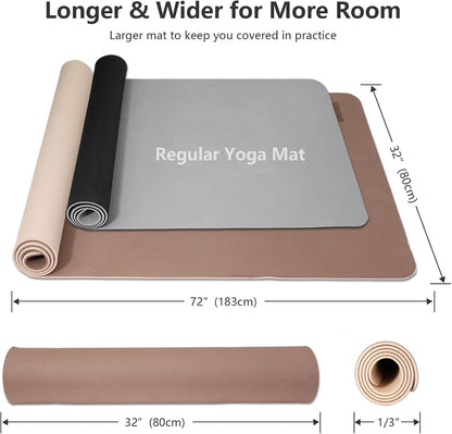 Yoga Mat, 80cm Wide, 1/3 Inch Thick Exercise Mat, Carry Strap, Fitness