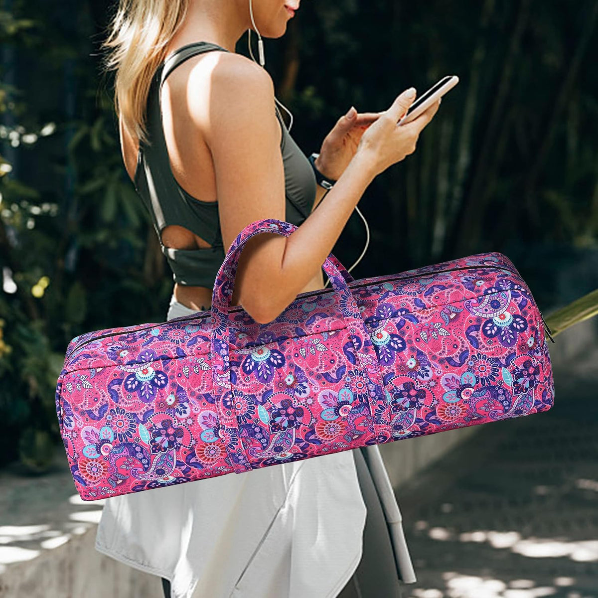 Yoga Mat Bag | Large Yoga Mat Carrier with Wet Pocket | Yoga Gifts | Gym Tote Bag for Women