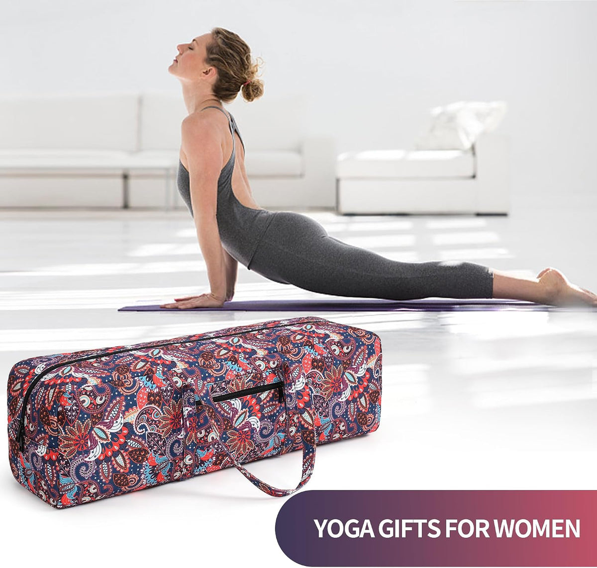Yoga Mat Bag | Large Yoga Mat Carrier with Wet Pocket | Yoga Gifts | Gym Tote Bag for Women