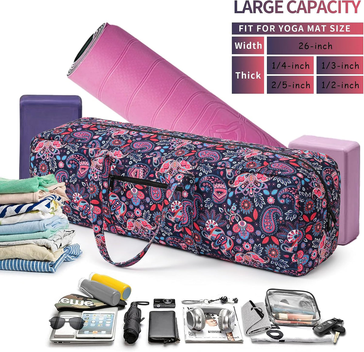 Yoga Mat Bag | Large Yoga Mat Carrier with Wet Pocket | Yoga Gifts | Gym Tote Bag for Women
