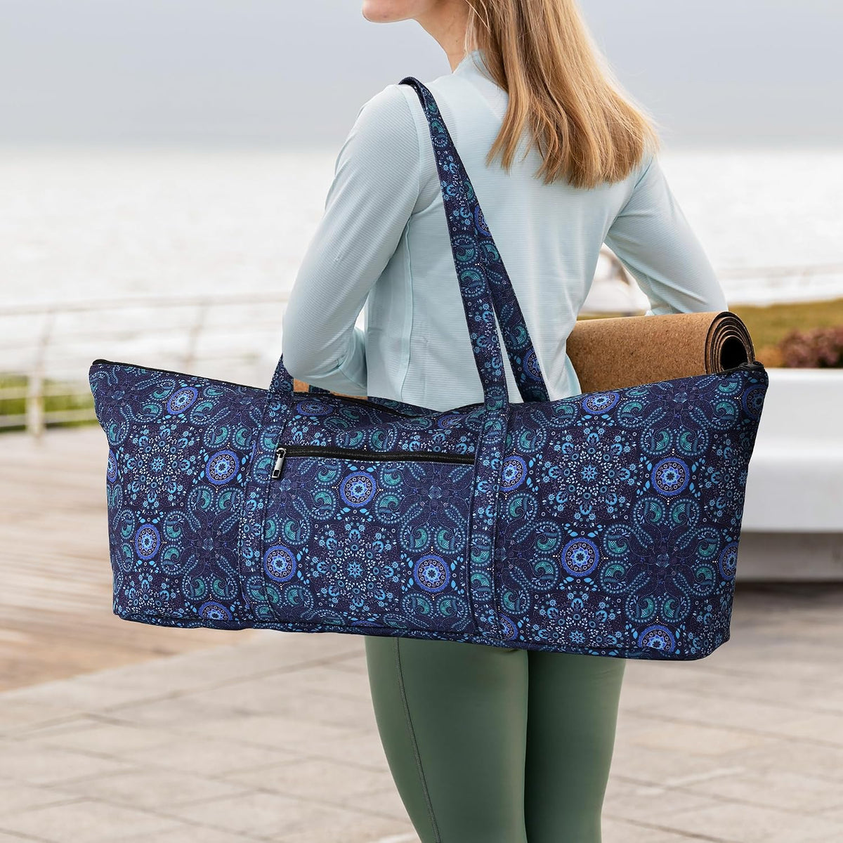 Yoga Mat Bag | Large Yoga Mat Carrier with Wet Pocket | Yoga Gifts | Gym Tote Bag for Women