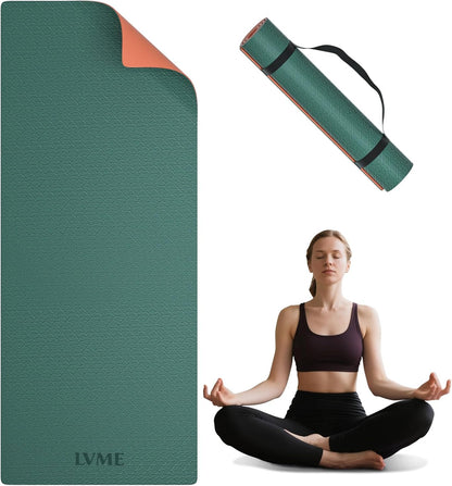 Thick Yoga Mat 72"x24"x0.4" | Non-slip & anti-tear TPE, lightweight with carrying strap, beginner-friendly for women & men, yoga/pilates/floor workout