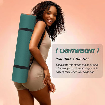 Thick Yoga Mat 72"x24"x0.4" | Non-slip & anti-tear TPE, lightweight with carrying strap, beginner-friendly for women & men, yoga/pilates/floor workout