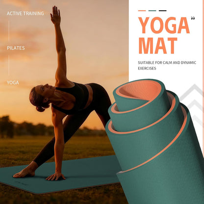 Thick Yoga Mat 72"x24"x0.4" | Non-slip & anti-tear TPE, lightweight with carrying strap, beginner-friendly for women & men, yoga/pilates/floor workout
