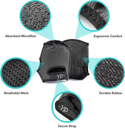 Elite Padded Anti Slip Grip Gloves for Women and Men for Yoga, Power Yoga, Pilates, Cycling, Crossfit, Outdoor Exercise, Weight Training and for Sweaty Hands