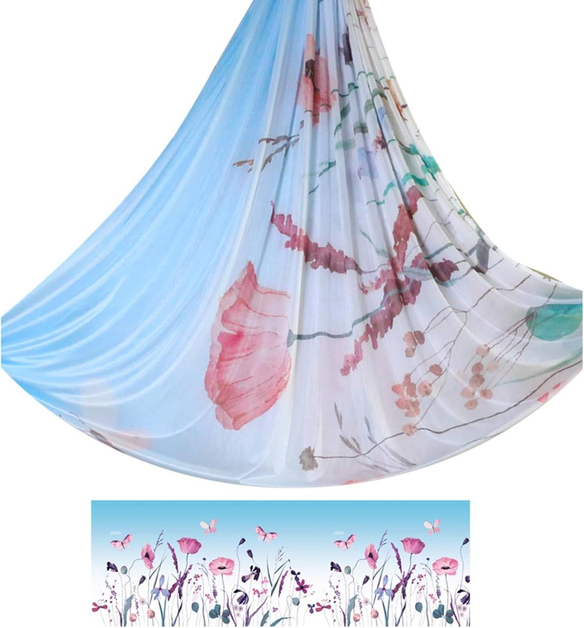 5.5 Yards / 5m Aerial Yoga Hammock Fabric Gradient Aerial Silks Yoga Swing Fitness Stretch Belt for Gym and Indoor Home Studio