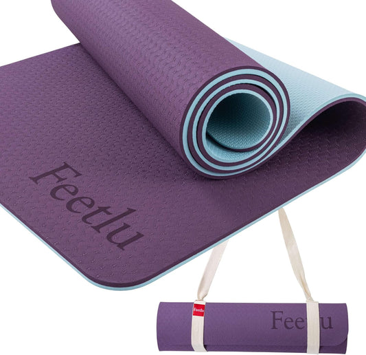 Extra Thick 10mm Yoga Mat, 72" x 24", Non-Slip with Carry Strap