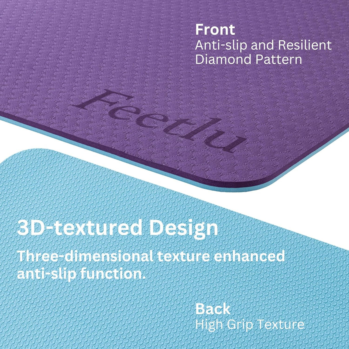 Extra Thick 10mm Yoga Mat, 72" x 24", Non-Slip with Carry Strap