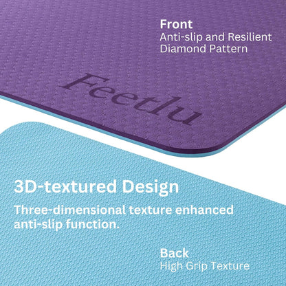 Extra Thick 10mm Yoga Mat, 72" x 24", Non-Slip with Carry Strap