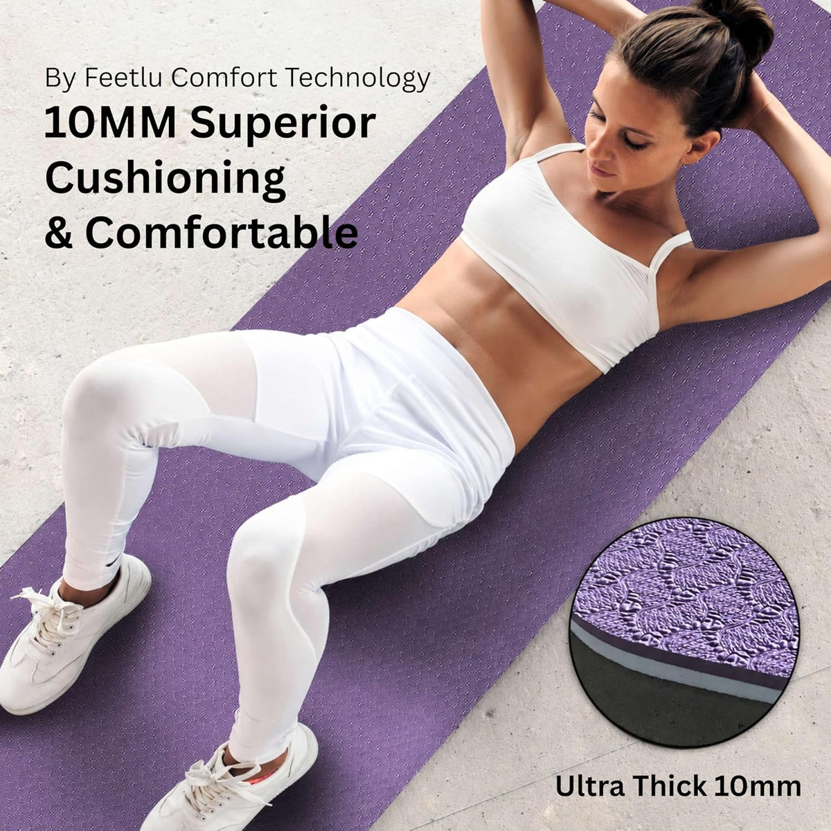 Extra Thick 10mm Yoga Mat, 72" x 24", Non-Slip with Carry Strap