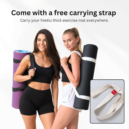 Extra Thick 10mm Yoga Mat, 72" x 24", Non-Slip with Carry Strap