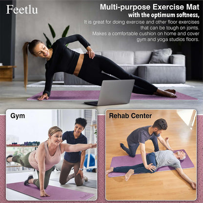 Extra Thick 10mm Yoga Mat, 72" x 24", Non-Slip with Carry Strap