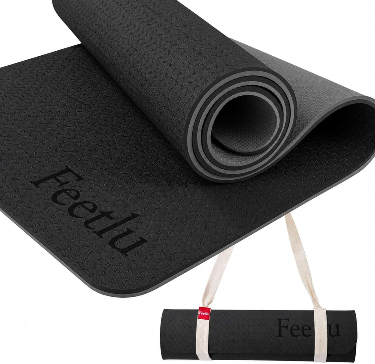 Extra Thick 10mm Yoga Mat, 72" x 24", Non-Slip with Carry Strap
