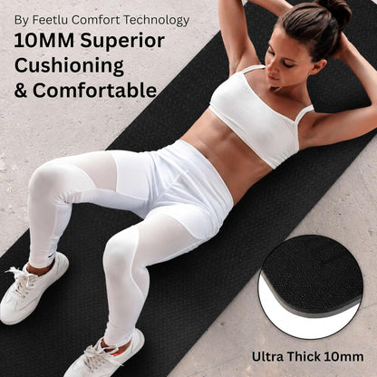Extra Thick 10mm Yoga Mat, 72" x 24", Non-Slip with Carry Strap