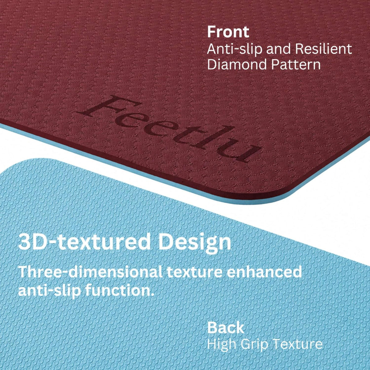 Extra Thick 10mm Yoga Mat, 72" x 24", Non-Slip with Carry Strap