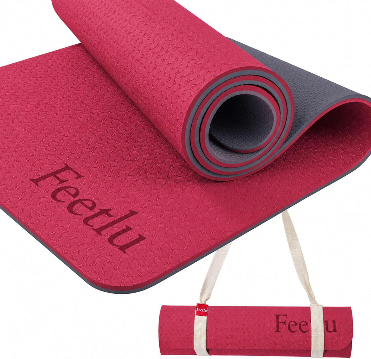Extra Thick 10mm Yoga Mat, 72" x 24", Non-Slip with Carry Strap