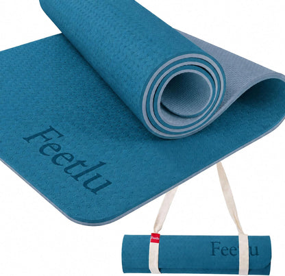 Extra Thick 10mm Yoga Mat, 72" x 24", Non-Slip with Carry Strap