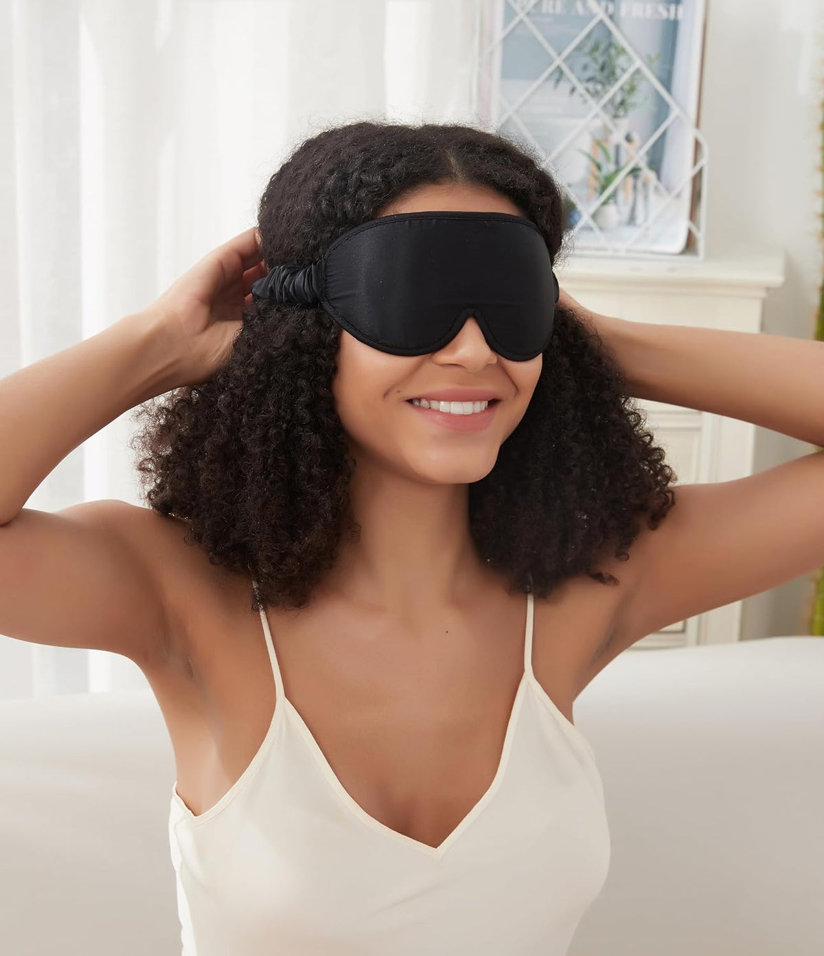 Sleep Mask Silk Eye Cover with Shaped Pad, Machine Washable