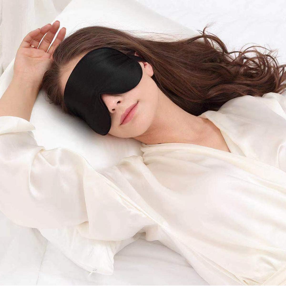 Sleep Mask Silk Eye Cover with Shaped Pad, Machine Washable
