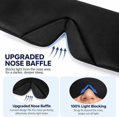 Sleep Mask Silk Eye Cover with Shaped Pad, Machine Washable