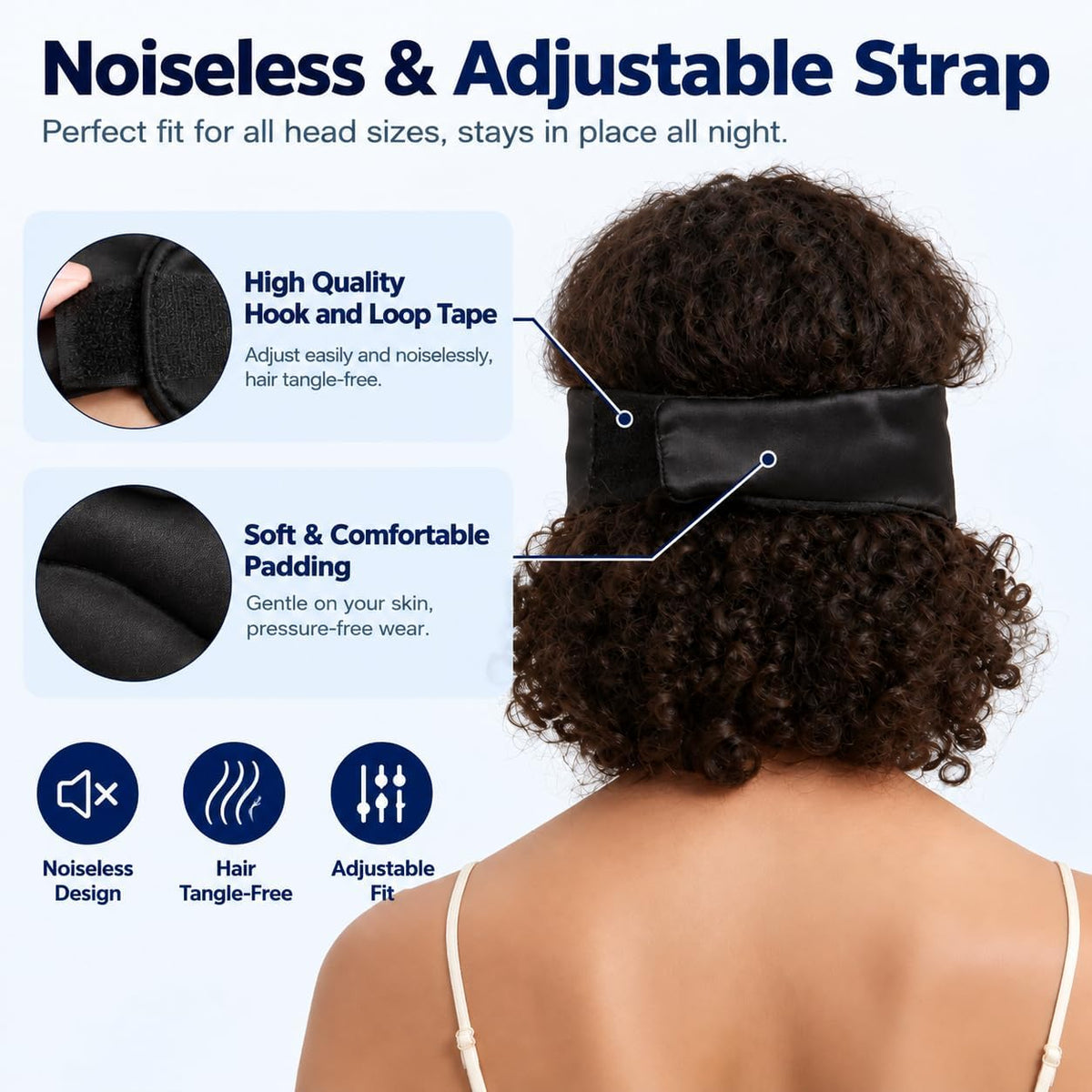 Sleep Mask Silk Eye Cover with Shaped Pad, Machine Washable
