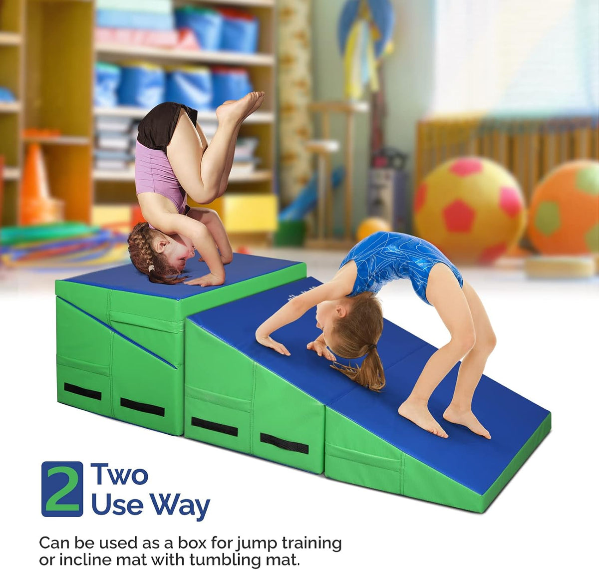 Incline Gymnastics Wedge Mat, Folding Gymnastics Mat for Kids Girls Home Training Exercise