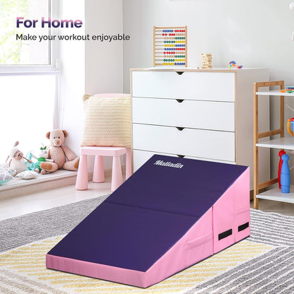 Incline Gymnastics Wedge Mat, Folding Gymnastics Mat for Kids Girls Home Training Exercise