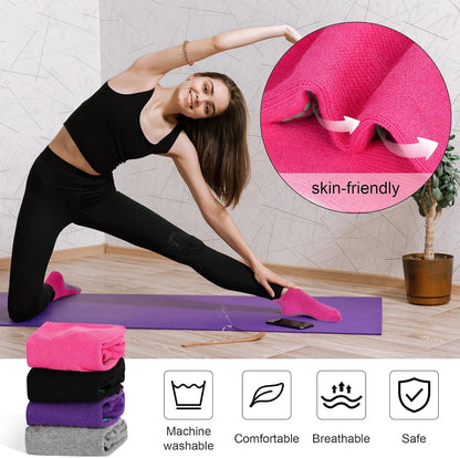 Pilates Non Slip Grip Socks for Women 1-4 Pairs Yoga Barre Ballet Workout Hospital Grippy Sock