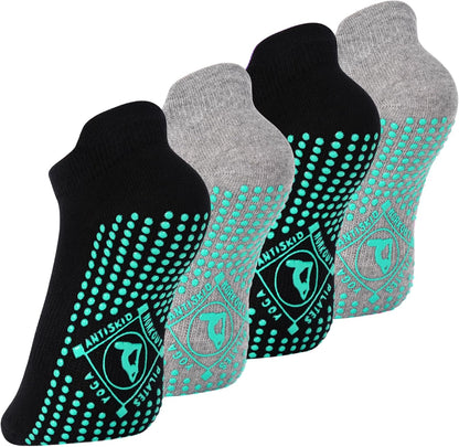 Pilates Non Slip Grip Socks for Women 1-4 Pairs Yoga Barre Ballet Workout Hospital Grippy Sock