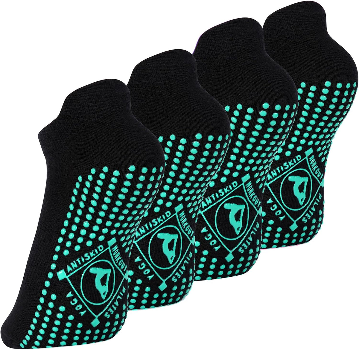 Pilates Non Slip Grip Socks for Women 1-4 Pairs Yoga Barre Ballet Workout Hospital Grippy Sock