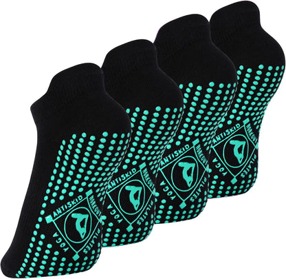 Pilates Non Slip Grip Socks for Women 1-4 Pairs Yoga Barre Ballet Workout Hospital Grippy Sock
