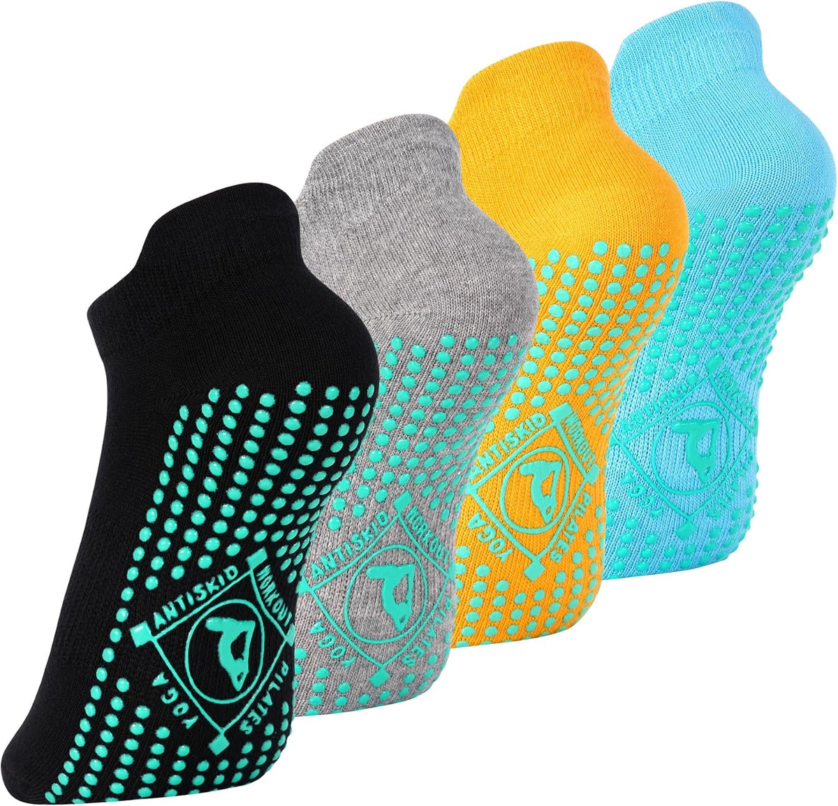 Pilates Non Slip Grip Socks for Women 1-4 Pairs Yoga Barre Ballet Workout Hospital Grippy Sock