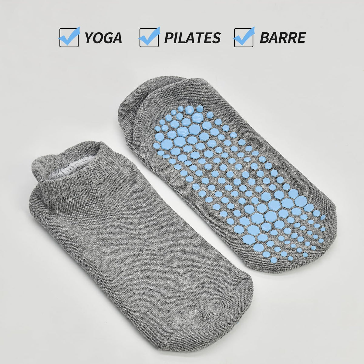Pilates Non Slip Grip Socks for Women 1-4 Pairs Yoga Barre Ballet Workout Hospital Grippy Sock