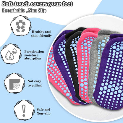 Pilates Non Slip Grip Socks for Women 1-4 Pairs Yoga Barre Ballet Workout Hospital Grippy Sock