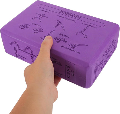 Yoga Blocks for Beginners High-density Eva Foam Non-slip Yoga Props 9x6x3 Inch Set with Strap for Balance Stretching