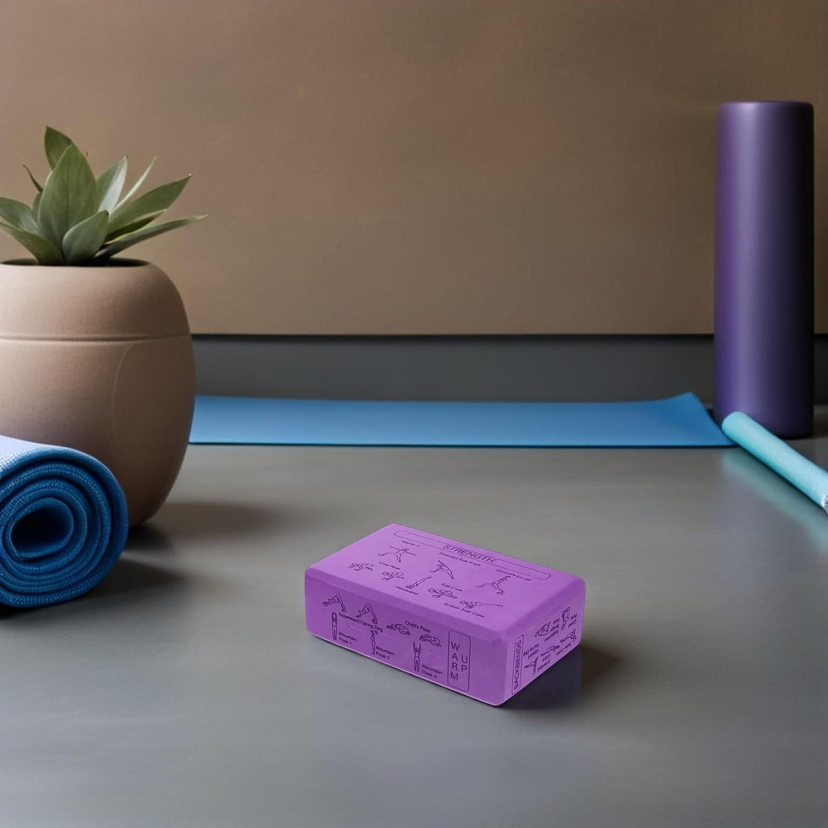 Yoga Blocks for Beginners High-density Eva Foam Non-slip Yoga Props 9x6x3 Inch Set with Strap for Balance Stretching