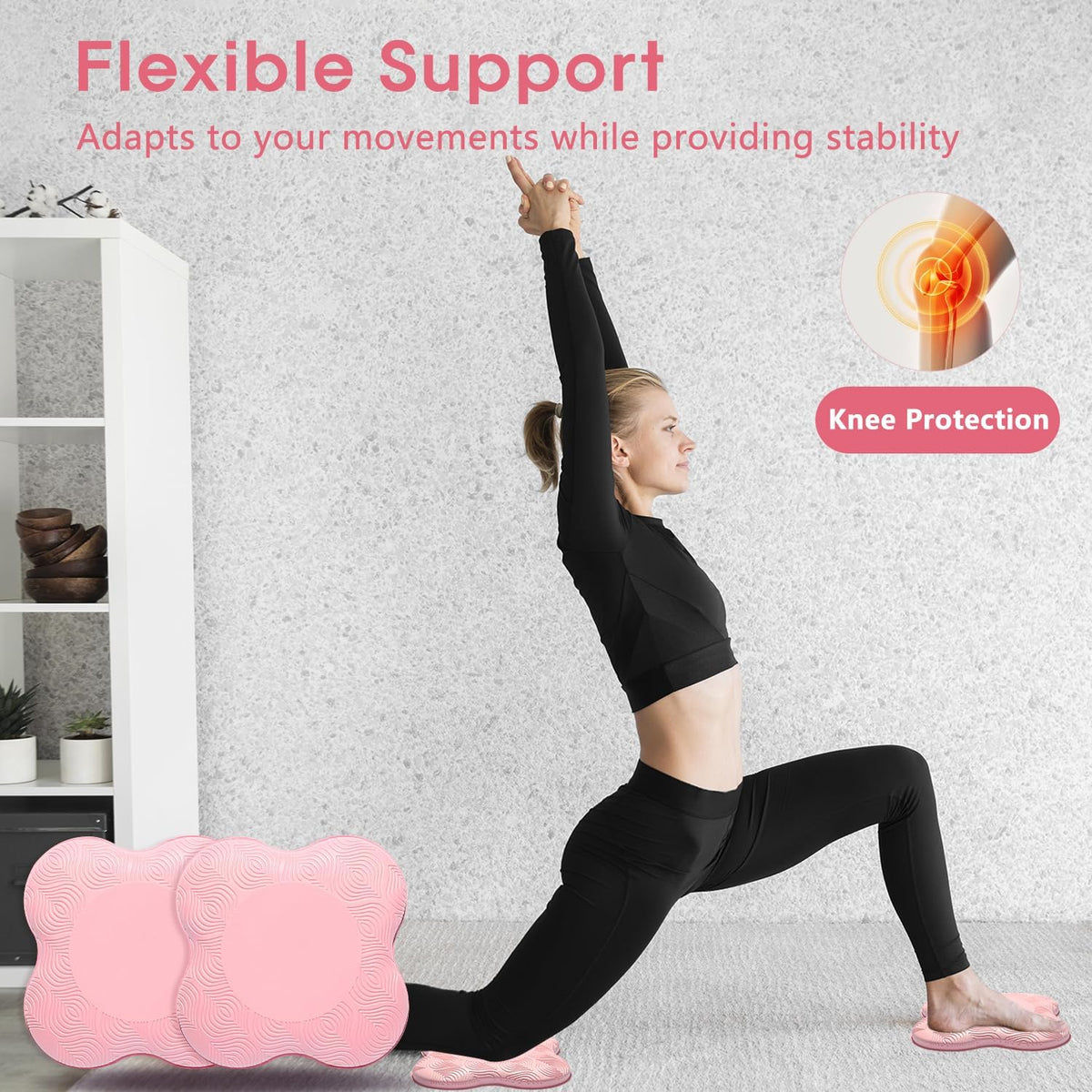 2 Pack Yoga Knee Pads Mat Set - Extra Thick Foam Kneeling Pad Cushion for Knees, Elbows, Wrists, Head - Yoga Essentials for Women Men, Non-Slip Pilates, Meditation, Floor Workouts
