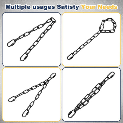 2 Pcs Gate Chain Lock, 22 in x 4mm Dia Alloy Steel Hanging Chain Lock with 2 Clasps for Stall Barn Fence Gate Hammock Swing Punching Sandbag Yoga Gym, Black