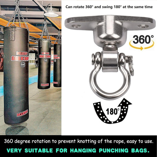 2 Antirust Swing Hanger Heavy Duty 360°+180°Rotation 1500LB Capacity Wood Playground Yoga Hammock Chair, Rope sandbag