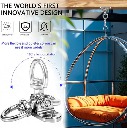 2 Antirust Swing Hanger Heavy Duty 360°+180°Rotation 1500LB Capacity Wood Playground Yoga Hammock Chair, Rope sandbag