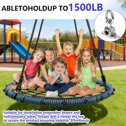 2 Antirust Swing Hanger Heavy Duty 360°+180°Rotation 1500LB Capacity Wood Playground Yoga Hammock Chair, Rope sandbag