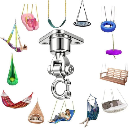 2 Antirust Swing Hanger Heavy Duty 360°+180°Rotation 1500LB Capacity Wood Playground Yoga Hammock Chair, Rope sandbag