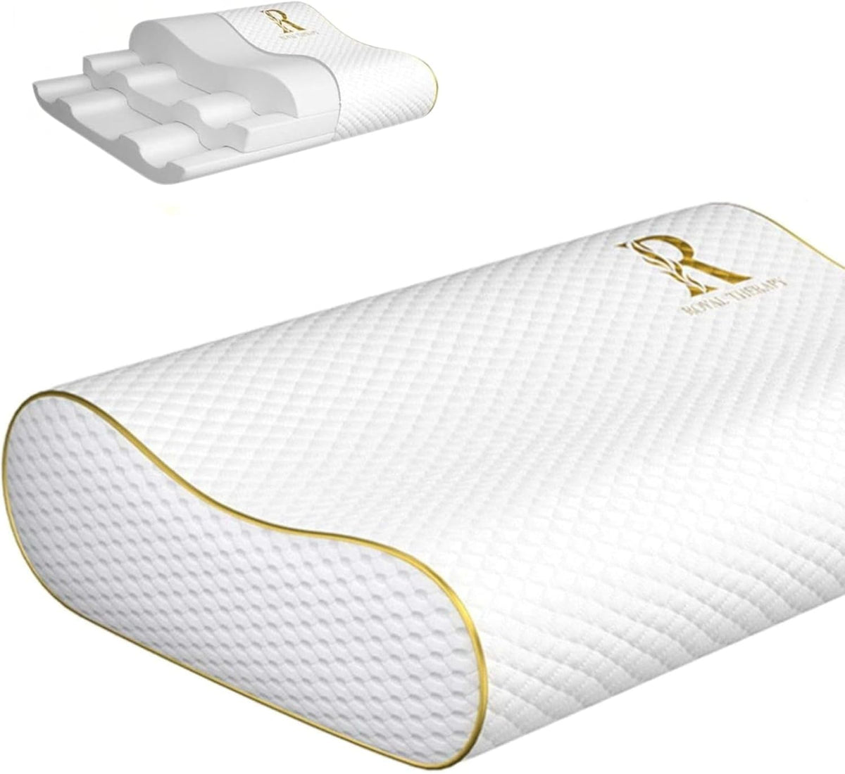Memory Foam Pillow, Queen Neck Pain Relief, Contour Cervical Pillow, for Neck and Shoulder Pain, Side, Back and Stomach Sleeper, 24x14x5 inches