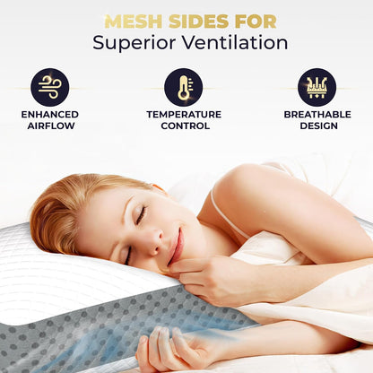 Memory Foam Pillow, Queen Neck Pain Relief, Contour Cervical Pillow, for Neck and Shoulder Pain, Side, Back and Stomach Sleeper, 24x14x5 inches